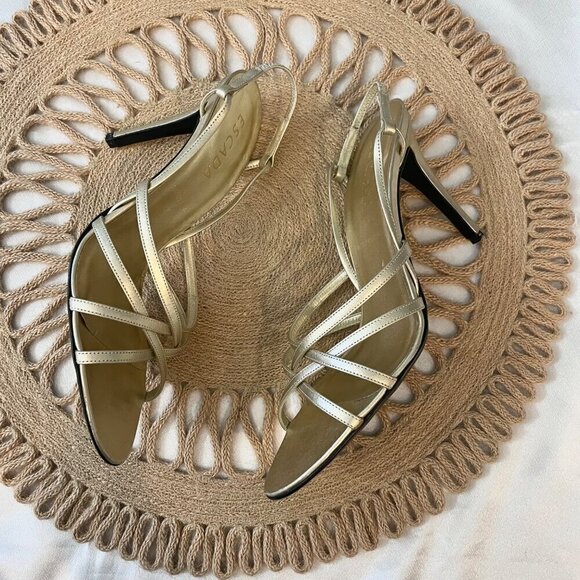 Escada Gold Strappy Heeled Sandals Size EU 38 - Picture 4 of 11